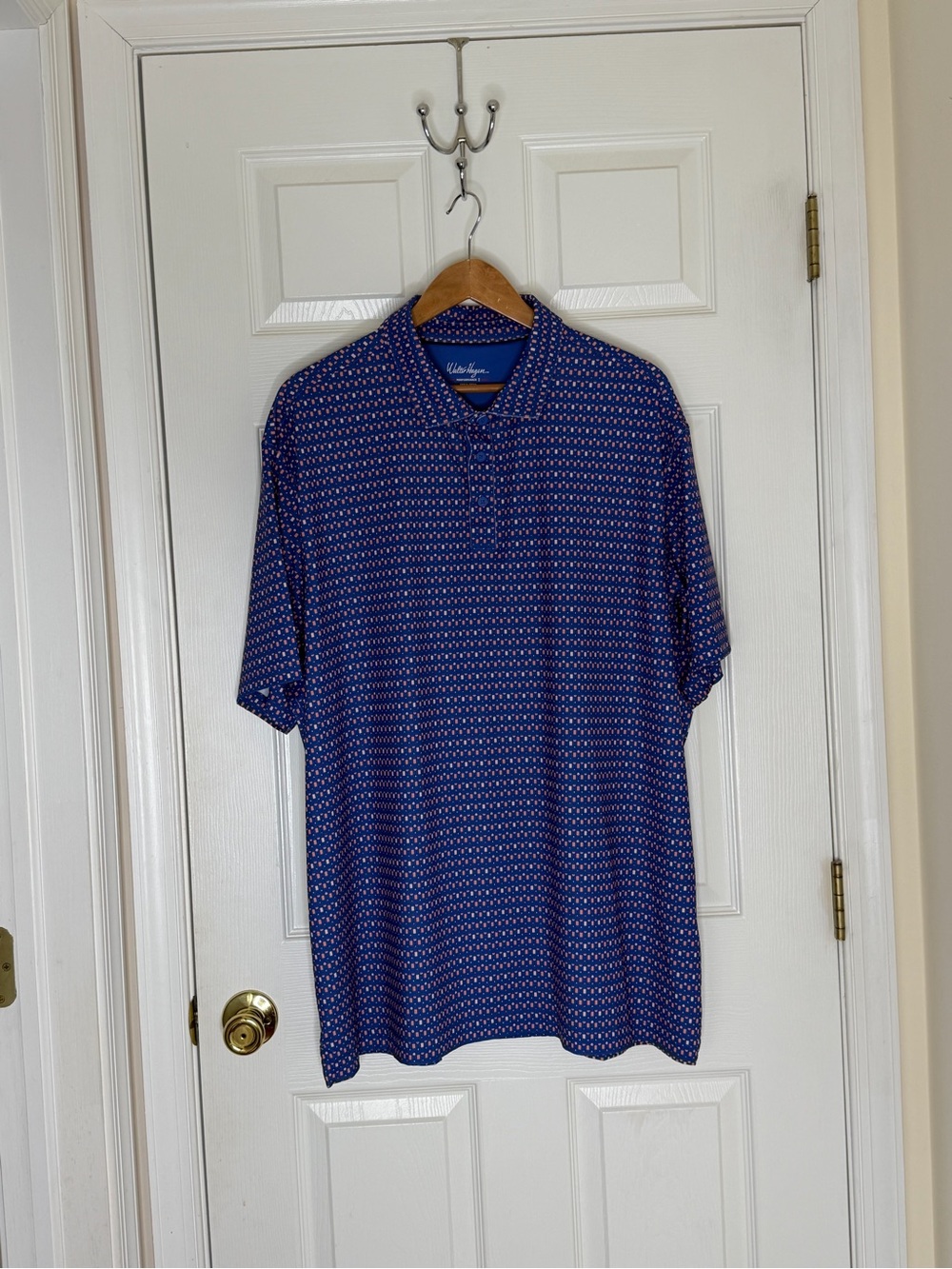 Walter Hagen Men's Blue Micro-Pattern Polo